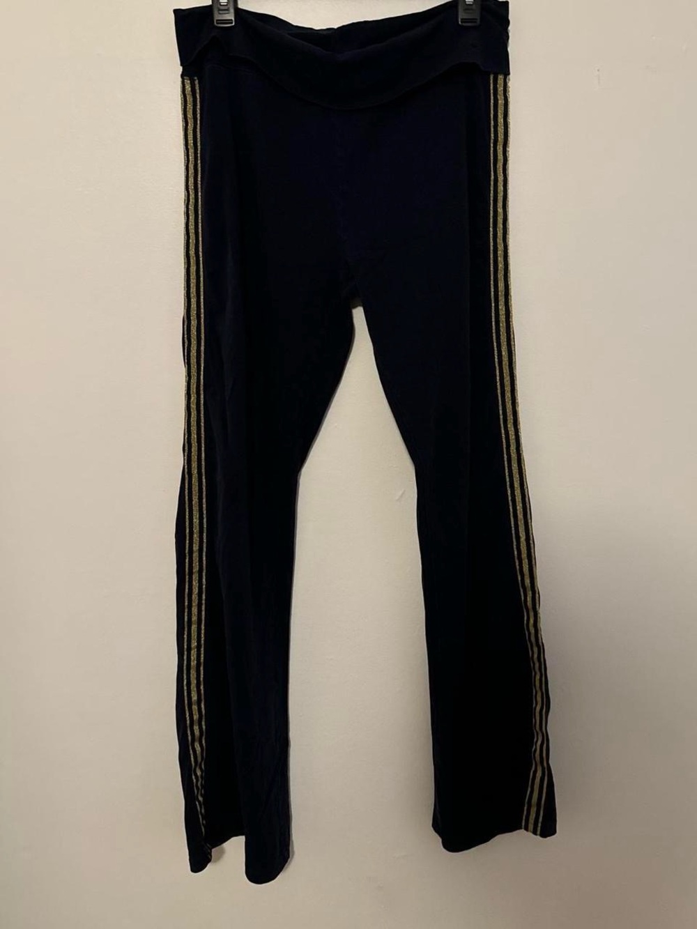aerie Black Leggings with Metallic Gold Side Stripes